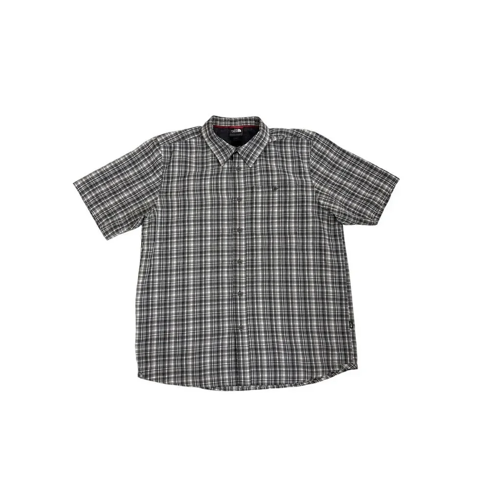 The North Face Outdoor Everyday Gray Plaid Short Sleeve Button Up Shirt Large